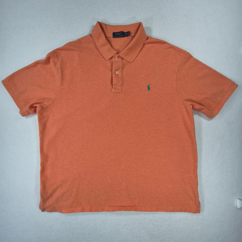Polo Ralph Lauren Mens 3XB Big & Tall Orange Cotton Short Sleeve Polo Shirt - Picture 2 of 9